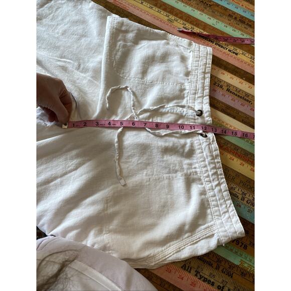Per Se Pants XL Linen Blend White Wide Leg Elastic Waist Pull On Coastal Boho - Picture 8 of 9